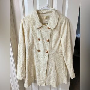 Cream lace pea coat style jacket
